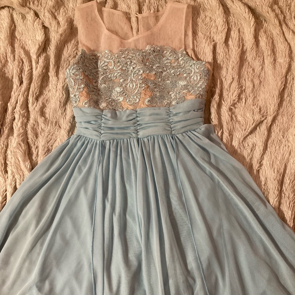 Rare Editions baby blue & cream dress Size 14
